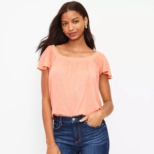 LINEN SMOCKED SQUARE NECK TOP